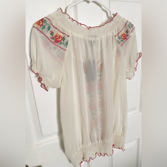 NWT! Isabella Rodriguez Womens Floral Sheer Blouse with Tie Closure Size Small - Picture 4 of 7